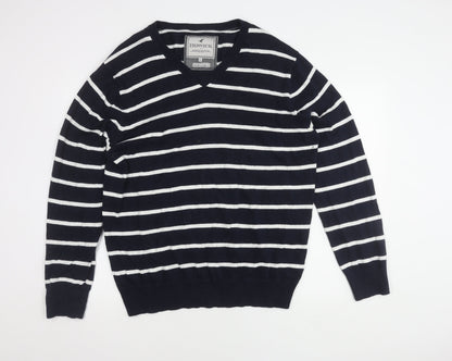Howick Men's XL Blue Striped Cotton Cashmere Jumper