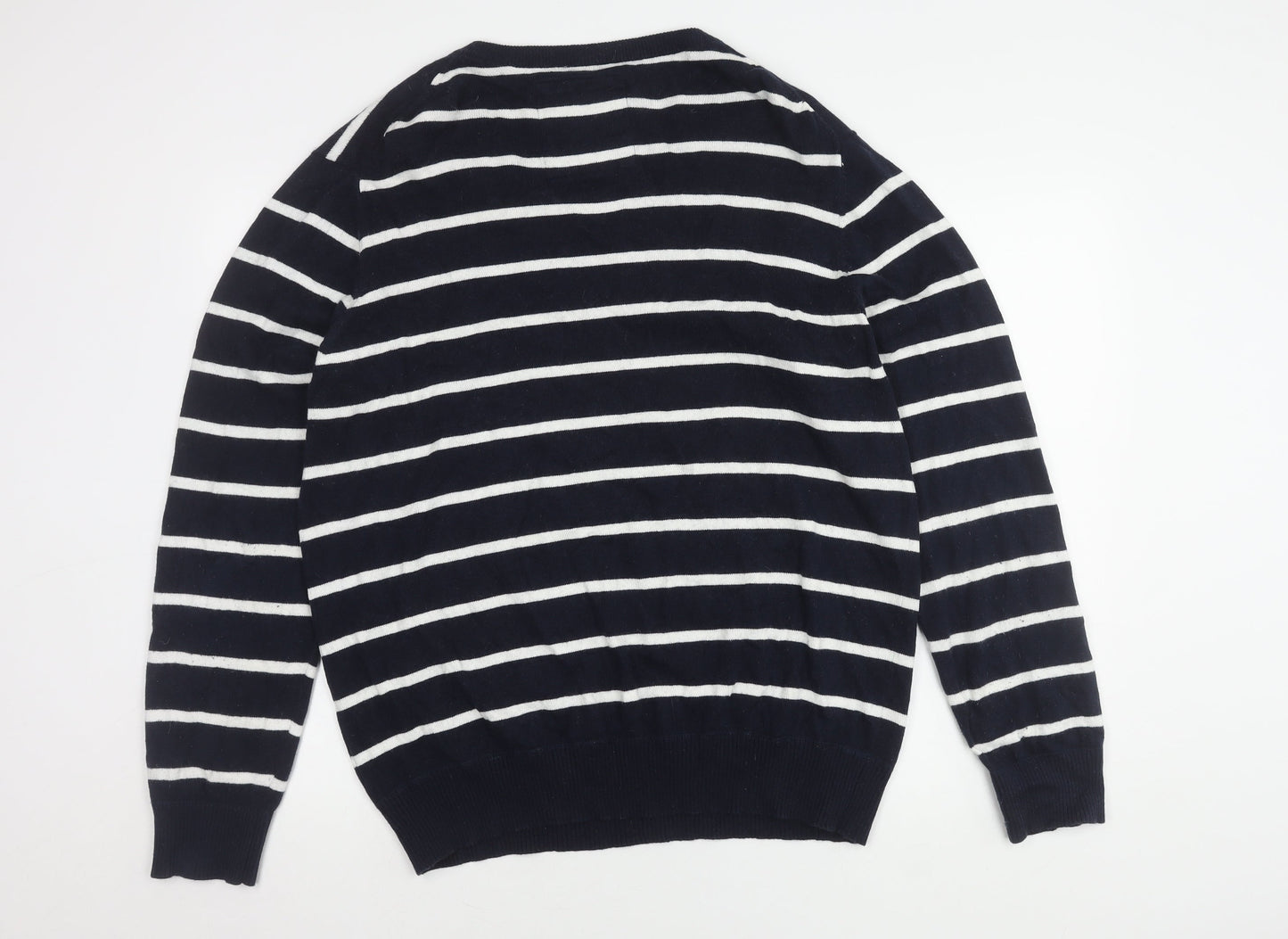 Howick Men's XL Blue Striped Cotton Cashmere Jumper