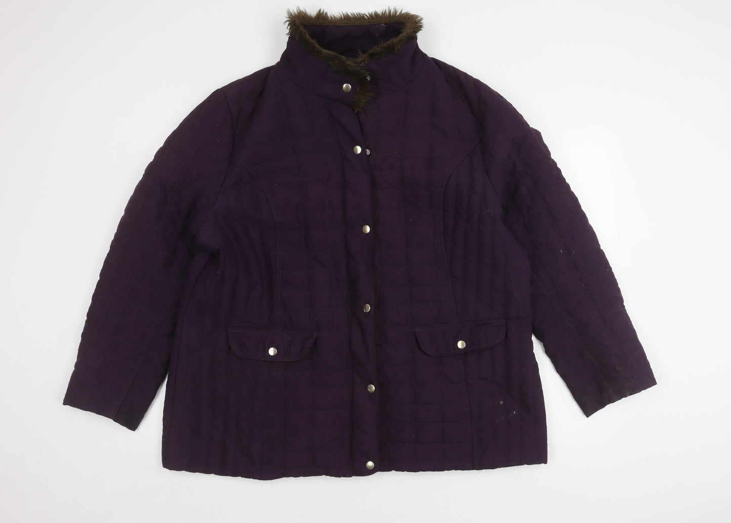 Womens UK Size 22 Isle Purple Quilted Coat
