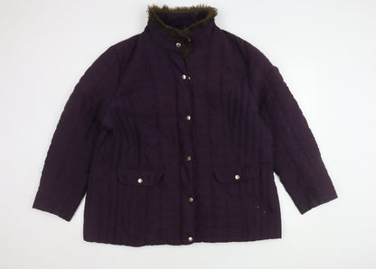 Womens UK Size 22 Isle Purple Quilted Coat