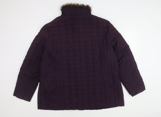 Womens UK Size 22 Isle Purple Quilted Coat