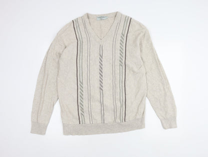 Greenwoods Men's Beige V-Neck Pullover Jumper L