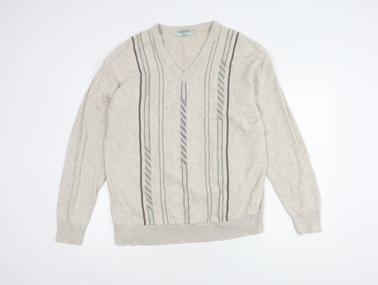 Greenwoods Men's Beige V-Neck Pullover Jumper L