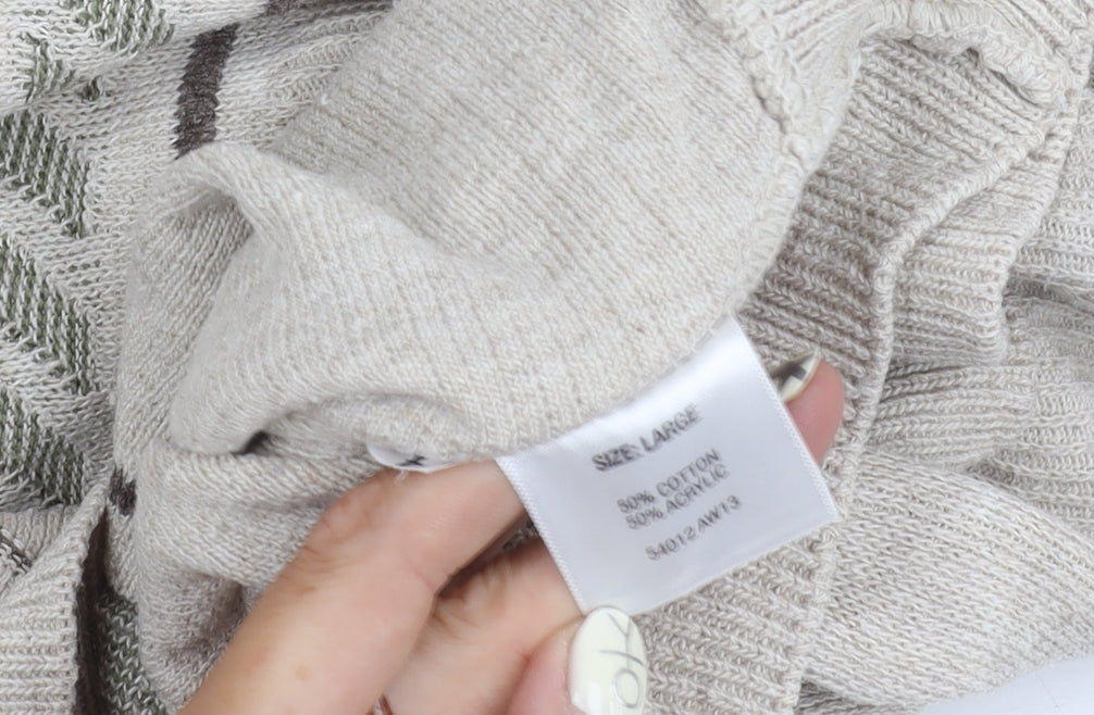 Greenwoods Men's Beige V-Neck Pullover Jumper L