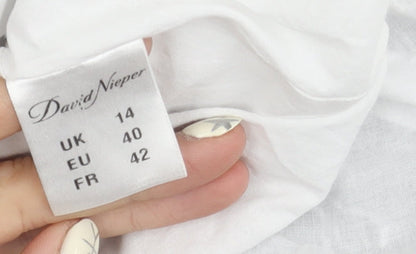 David Nieper Women's White Floral Cotton Skirt Size 14