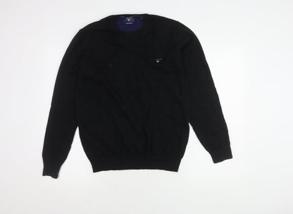 GANT Men's Black V-Neck Pullover Jumper M Casual
