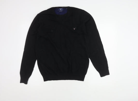 GANT Men's Black V-Neck Pullover Jumper M Casual
