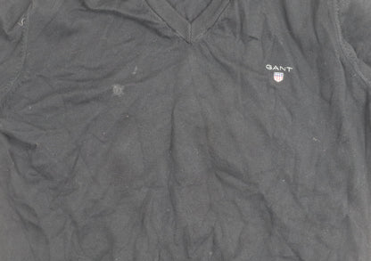 GANT Men's Black V-Neck Pullover Jumper M Casual