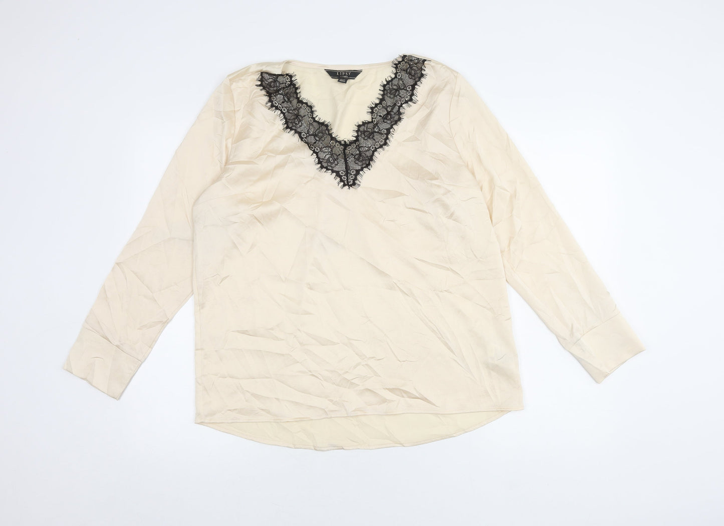 Womens UK Size 14 Lipsy Beige Basic Blouse
