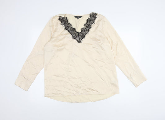 Womens UK Size 14 Lipsy Beige Basic Blouse