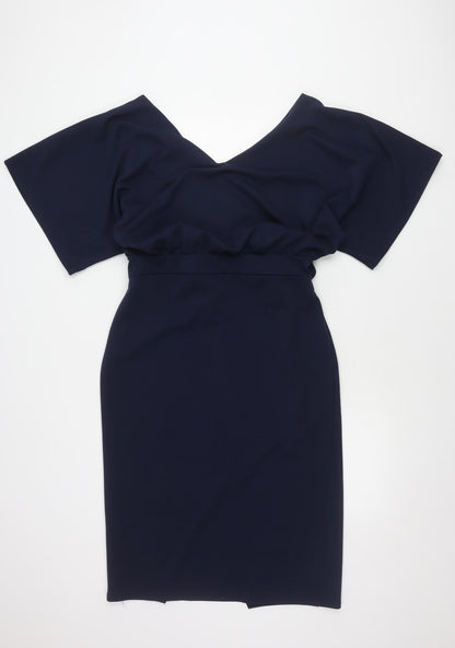 Quiz Women's Blue Off Shoulder Bodycon Midi Dress