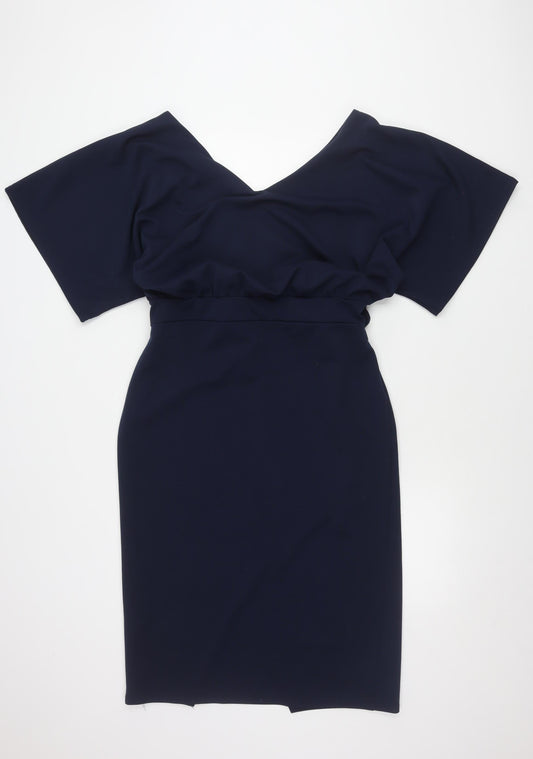 Quiz Women's Blue Off Shoulder Bodycon Midi Dress