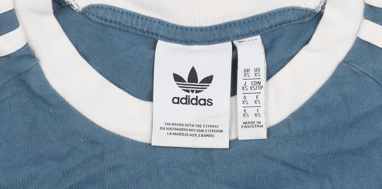 Adidas Men's Blue XS Cotton Logo T-Shirt