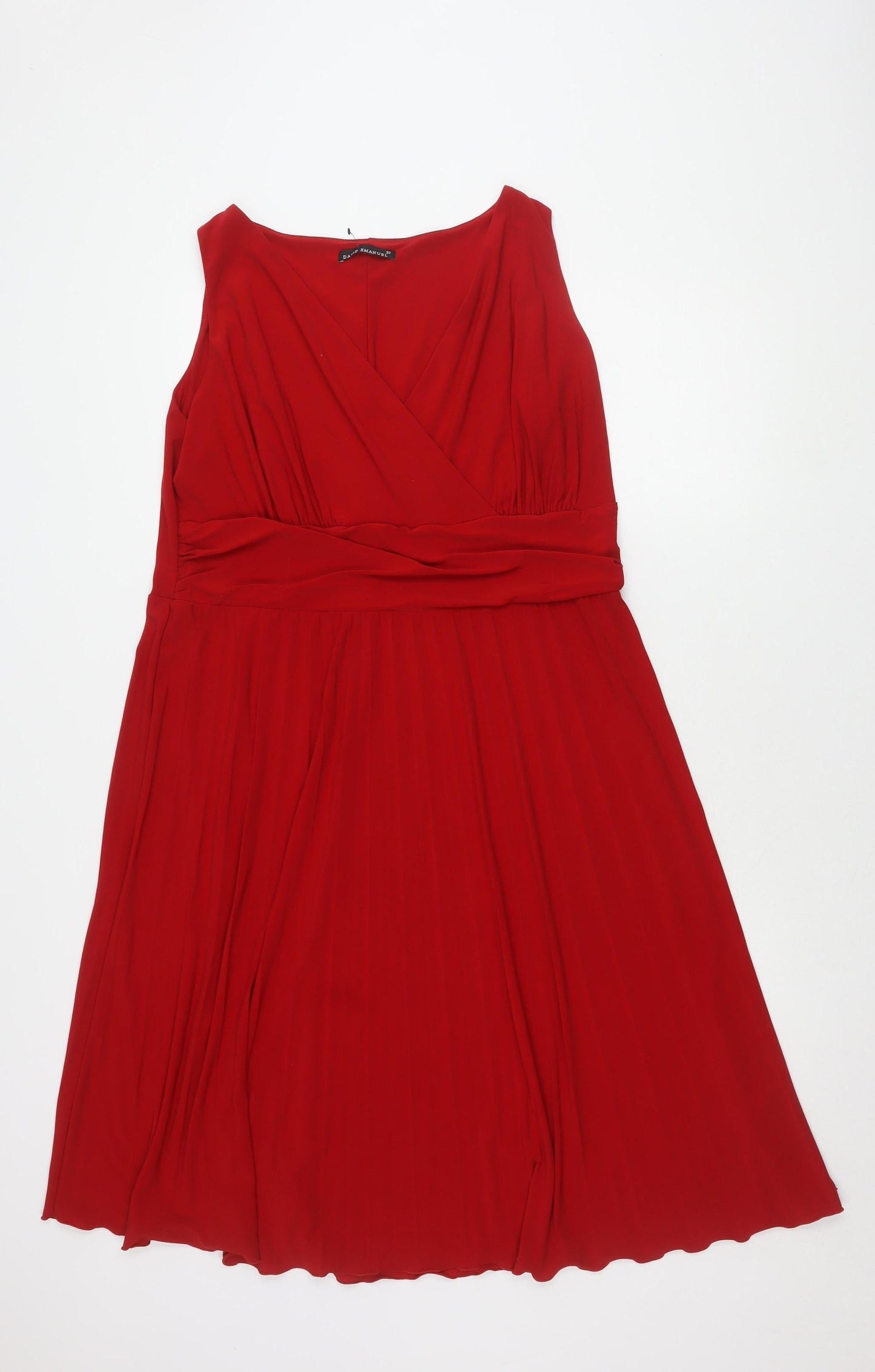 David Emanuel Women's Red V-Neck Sleeveless Dress