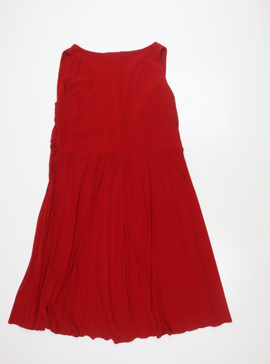 David Emanuel Women's Red V-Neck Sleeveless Dress