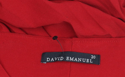 David Emanuel Women's Red V-Neck Sleeveless Dress