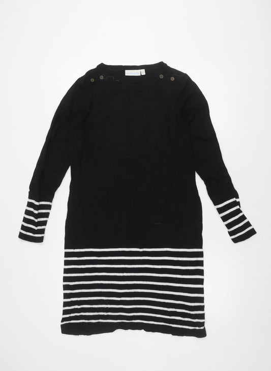 JoJo Maman Bébé Black M Women's Striped Shirt Dress