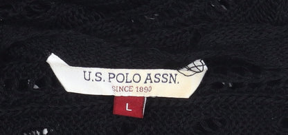 Womens UK Size L U.S. Polo Assn. Black Pullover Jumper