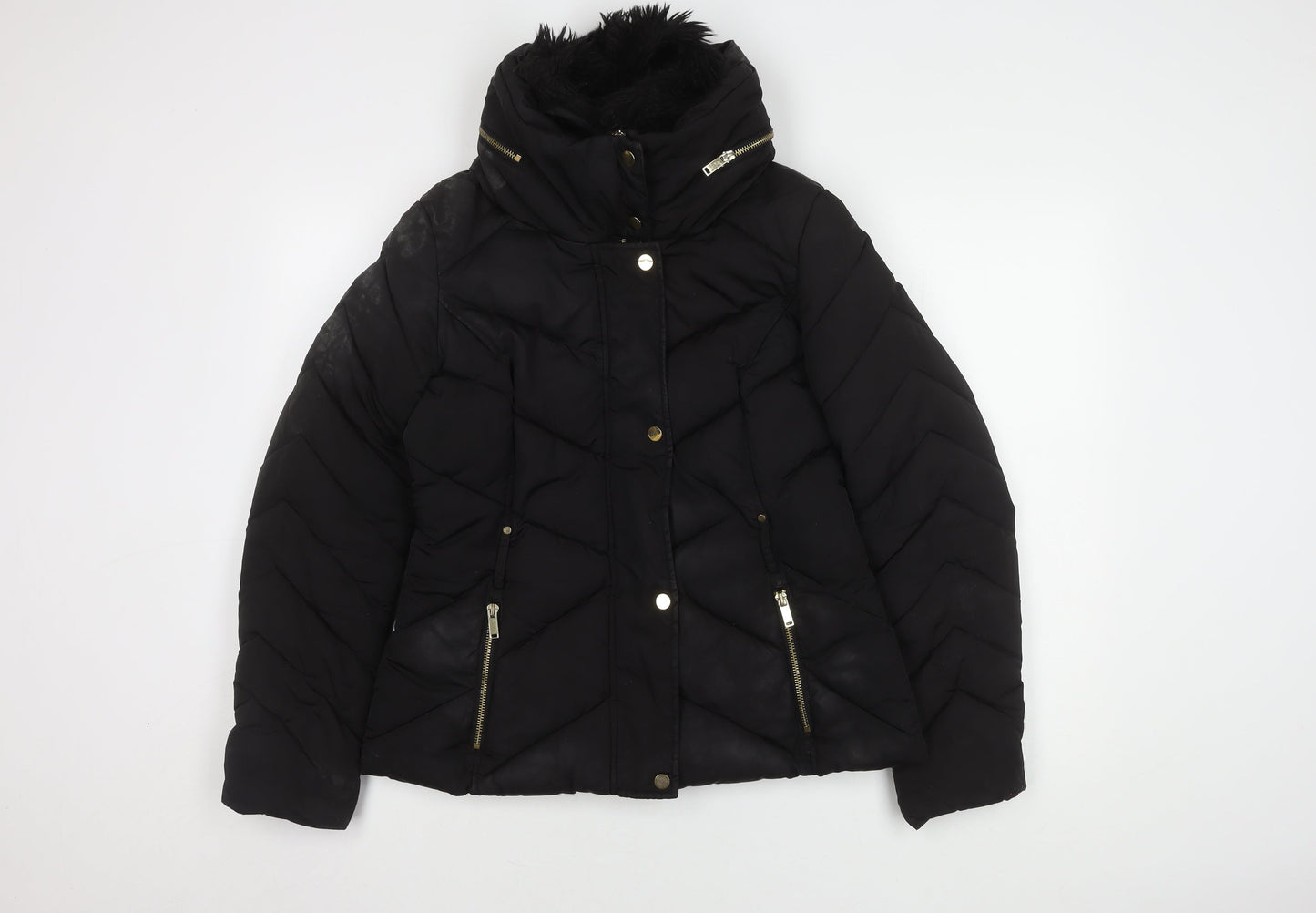 Womens UK Size M Oasis Black Puffer Jacket