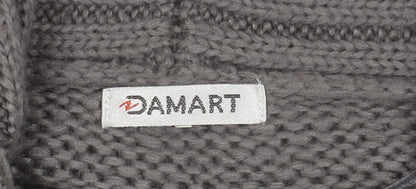 Damart Women's Grey Cardigan Size 10/12 V-Neck Knit