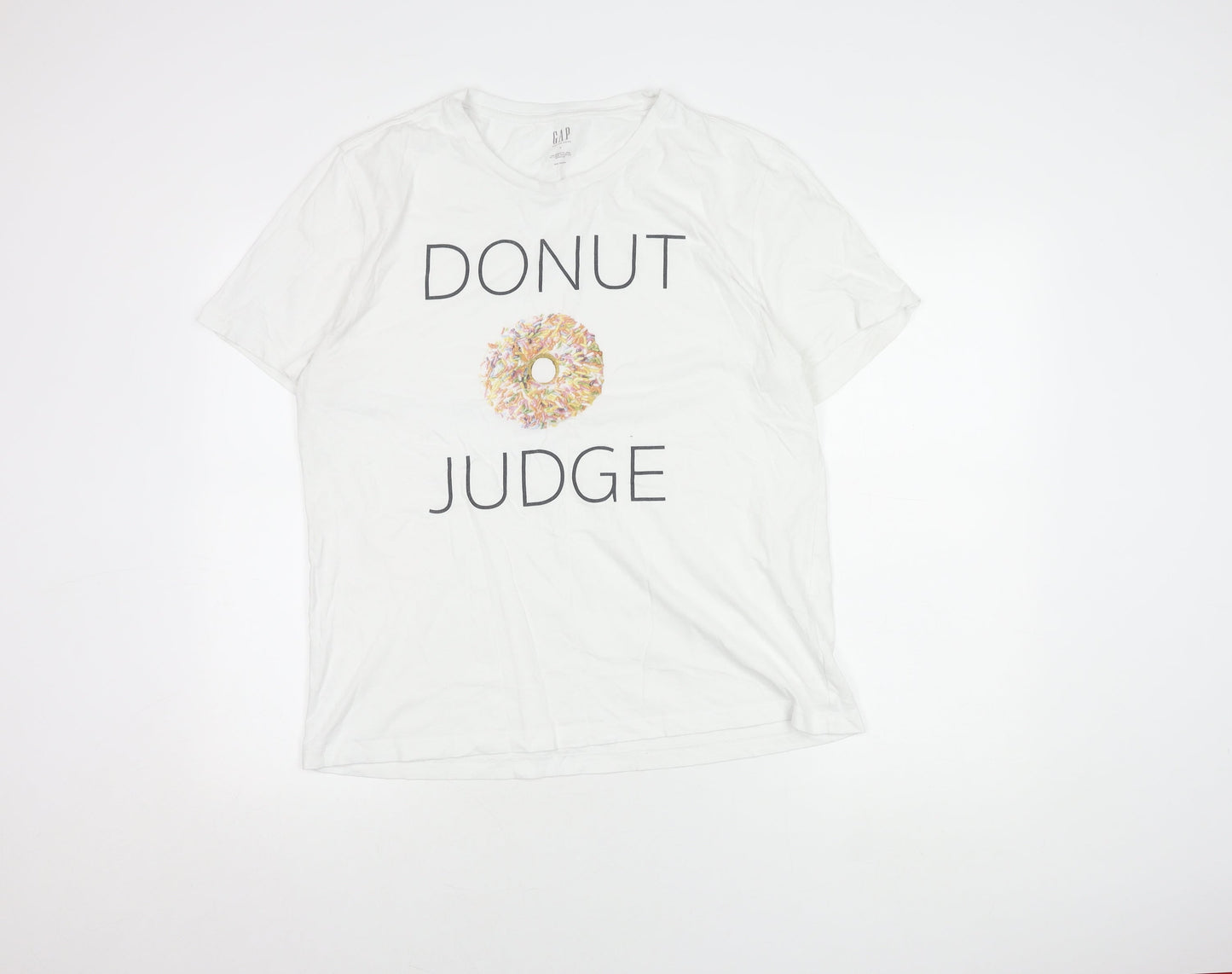 GAP Women's White L T-Shirt - Casual Crew Neck