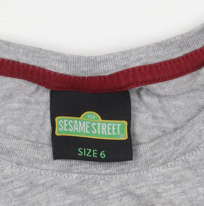 Sesame Street Grey Christmas T-Shirt, Size 6, Teens