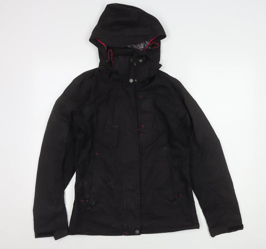 Womens UK Size S DECATHLON Black Parka Coat