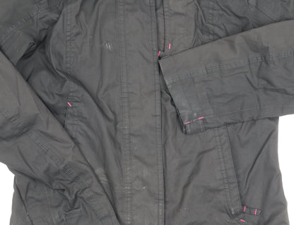 Womens UK Size S DECATHLON Black Parka Coat