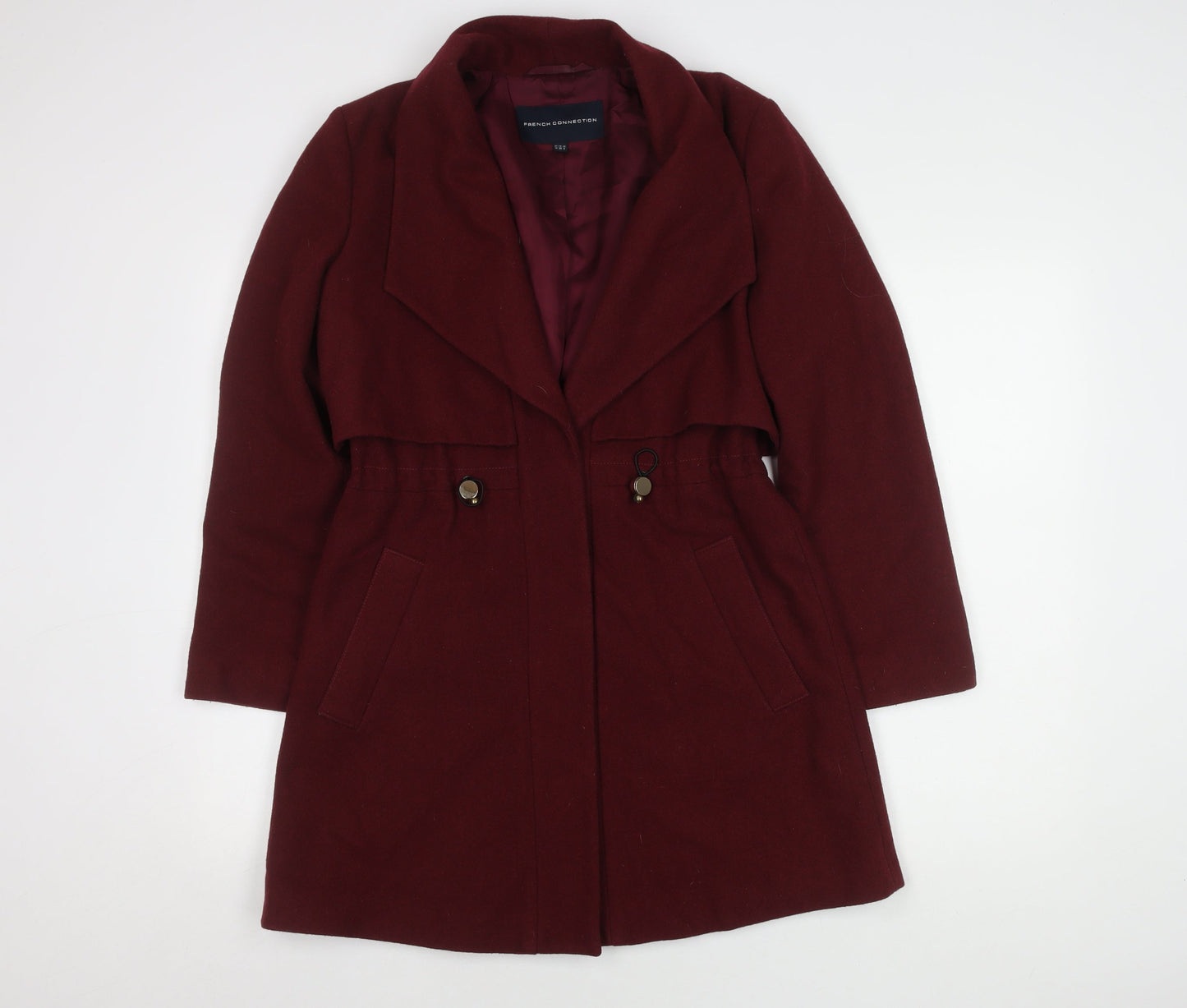 French Connection Women's Red Wool-Blend Trench Coat
