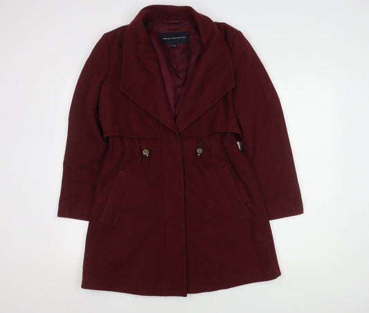 French Connection Women's Red Wool-Blend Trench Coat