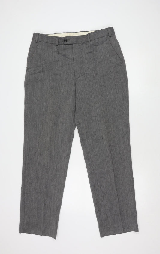 Debenhams Men's Grey Wool Blend Trousers 36 in Waist