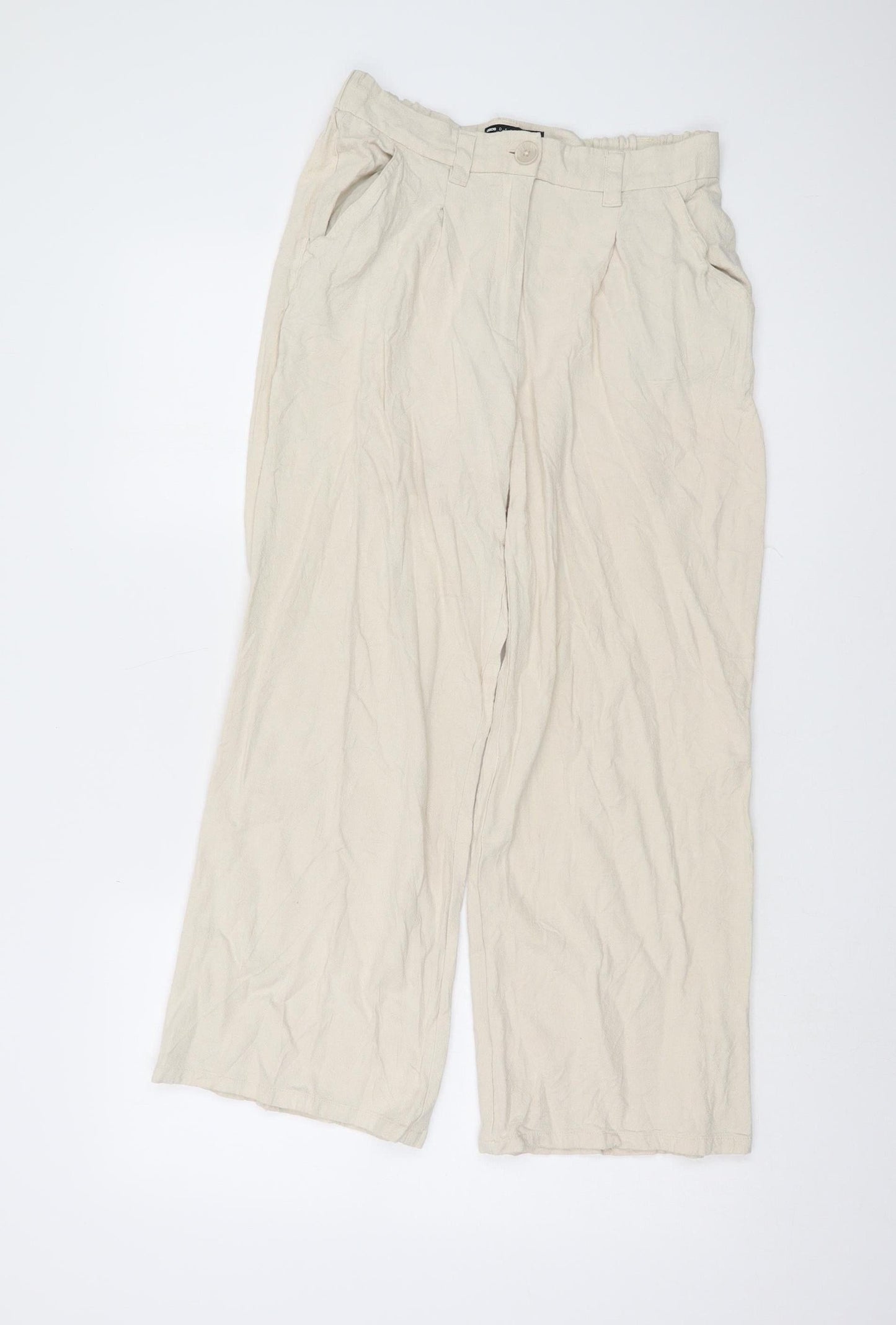 ASOS Design Women's Beige Wide-Leg Trousers Size 8