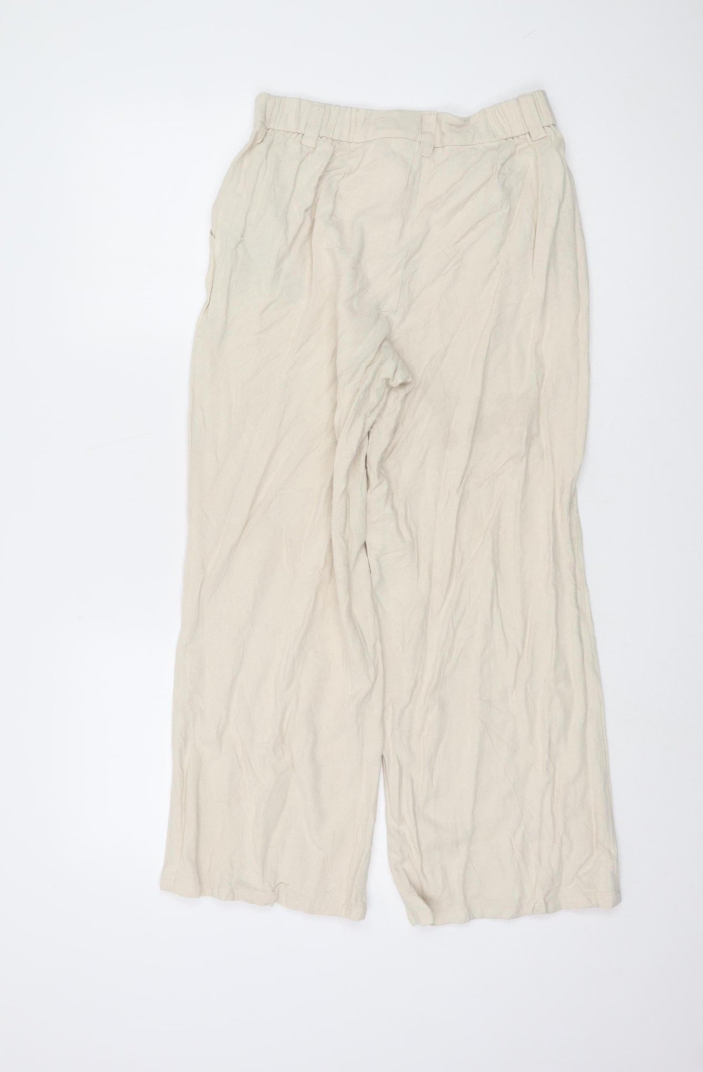 ASOS Design Women's Beige Wide-Leg Trousers Size 8