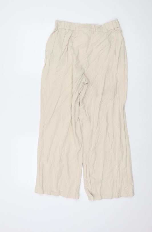 ASOS Design Women's Beige Wide-Leg Trousers Size 8