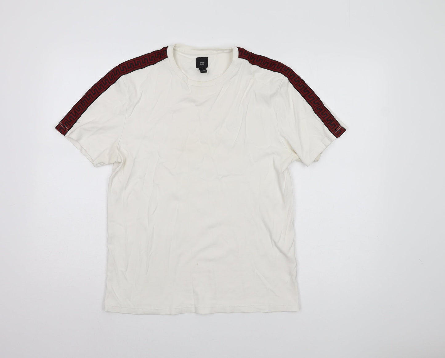 River Island Men’s Ivory T-Shirt Small Short Sleeve