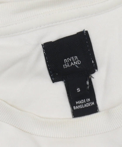 River Island Men’s Ivory T-Shirt Small Short Sleeve