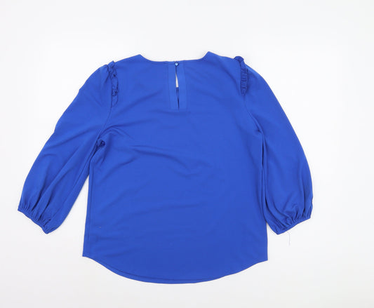 Womens UK Size S Adrianna Papell Blue Basic Blouse