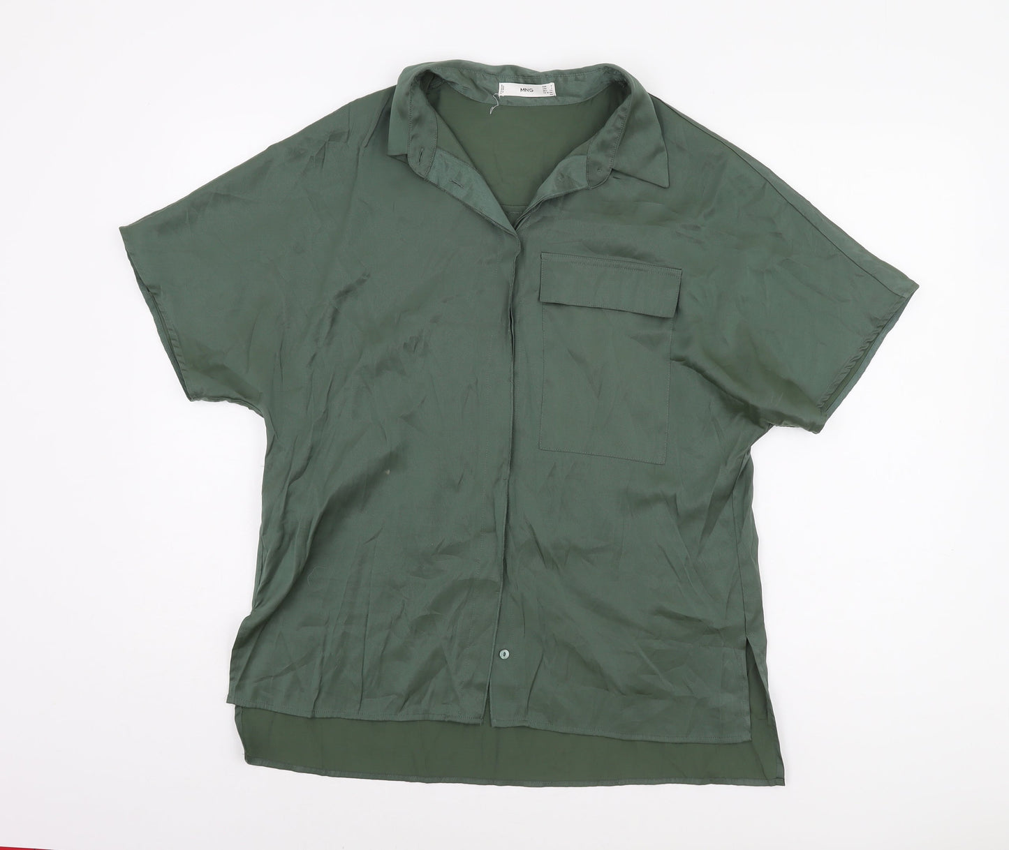 Womens UK Size 6 MNG Green Basic Button-Up
