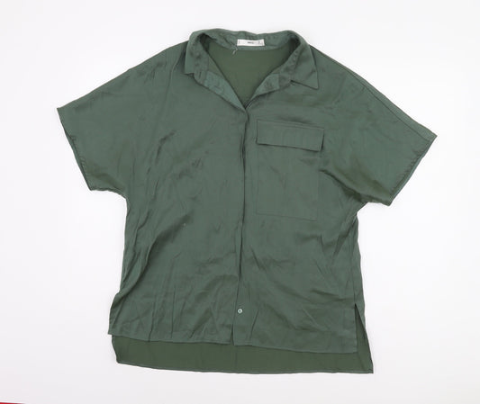 Womens UK Size 6 MNG Green Basic Button-Up