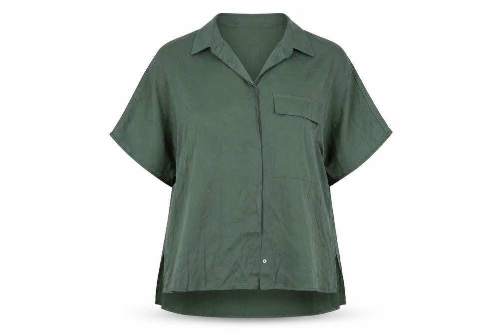 Womens UK Size 6 MNG Green Basic Button-Up