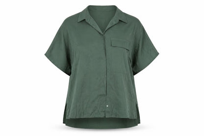 Womens UK Size 6 MNG Green Basic Button-Up