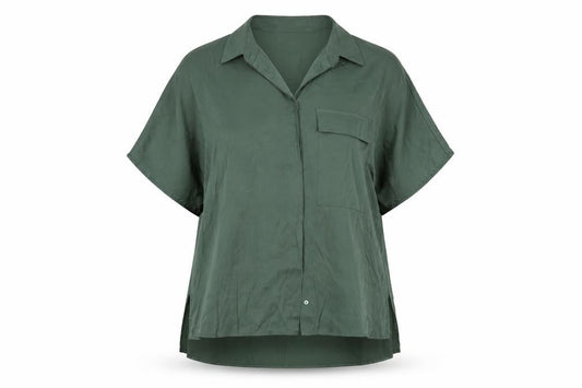Womens UK Size 6 MNG Green Basic Button-Up
