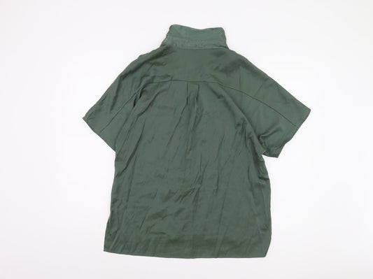 Womens UK Size 6 MNG Green Basic Button-Up