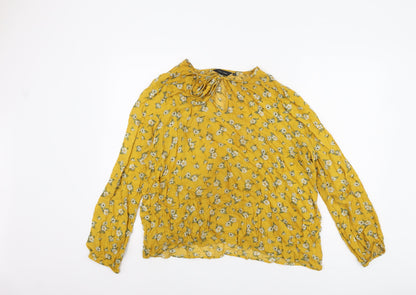 New Look Women's Yellow Floral Tunic Blouse Size 14