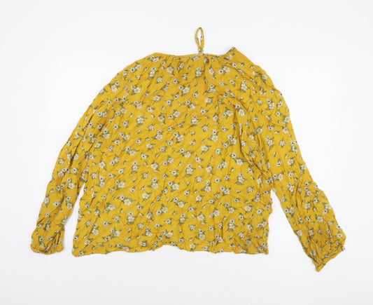 New Look Women's Yellow Floral Tunic Blouse Size 14