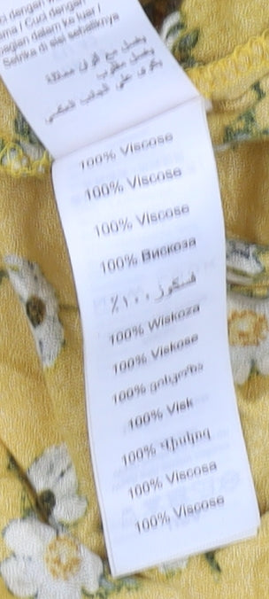 New Look Women's Yellow Floral Tunic Blouse Size 14