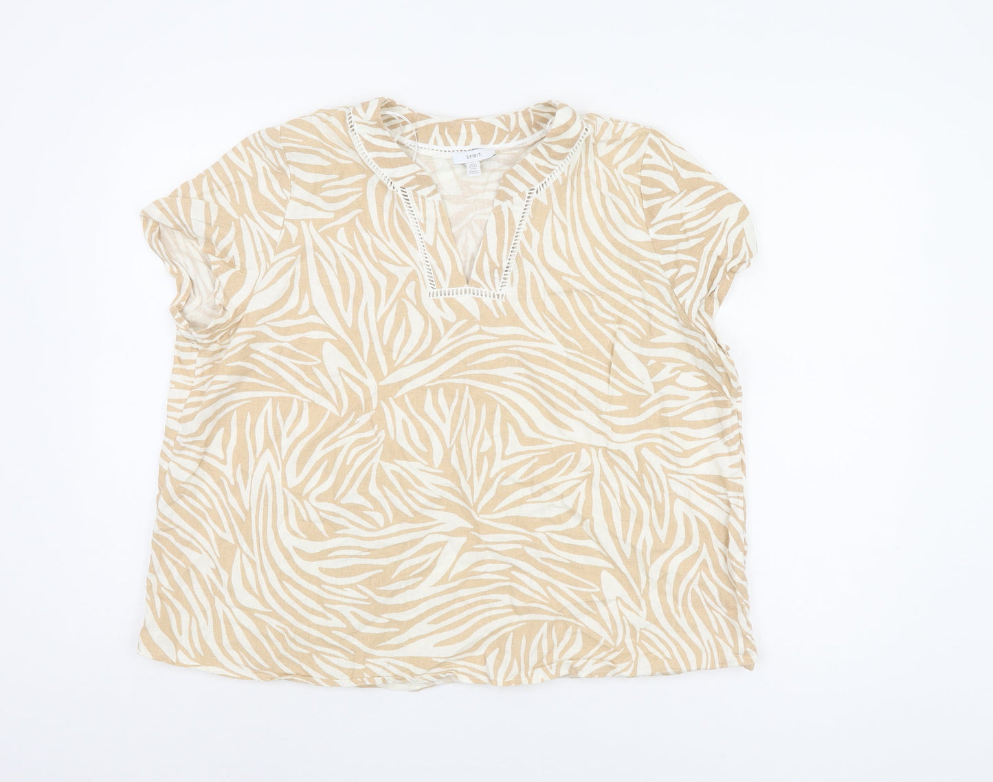 Womens UK Size 18 Spirit Beige Basic T-Shirt