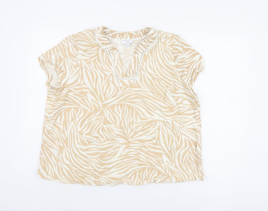 Womens UK Size 18 Spirit Beige Basic T-Shirt