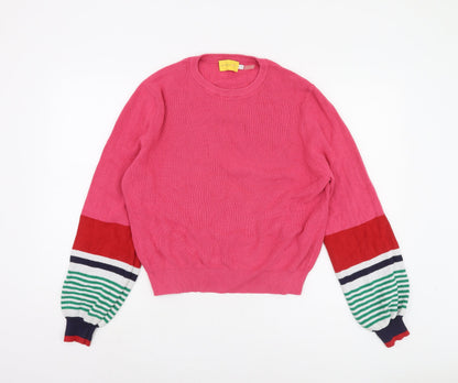 Laura Jackson Women's Pink Striped Pullover Jumper Size S