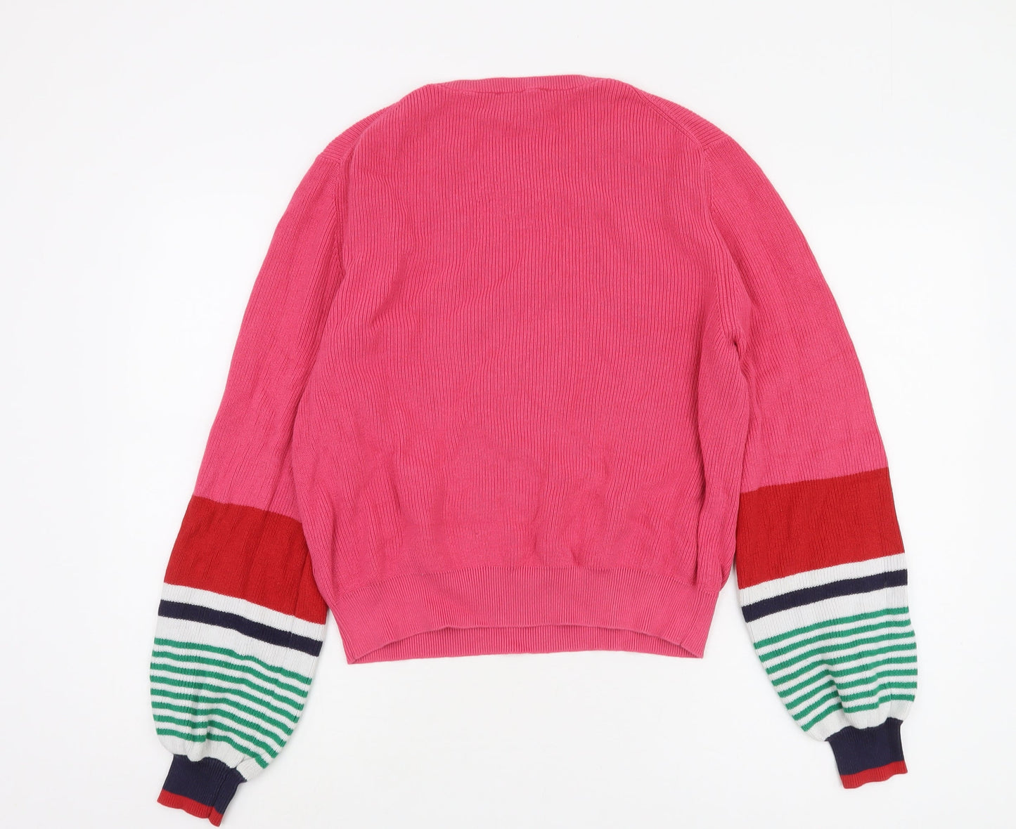 Laura Jackson Women's Pink Striped Pullover Jumper Size S